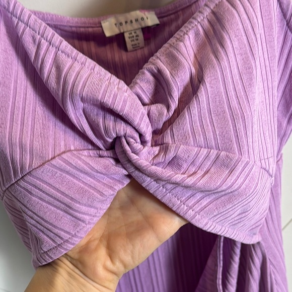 Topshop Purple Ribbed Dress with Knot Detail - Picture 3 of 11